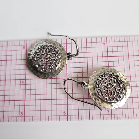 PZ (Paz Creations) 925 Sterling Silver Framed Filigree Dangle Earrings - Picture 6 of 6